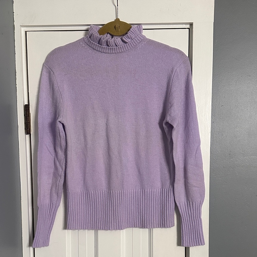J.Crew Wool Blend Ruffleneck Sweater Lavender Purple Keyhole Women's Small S